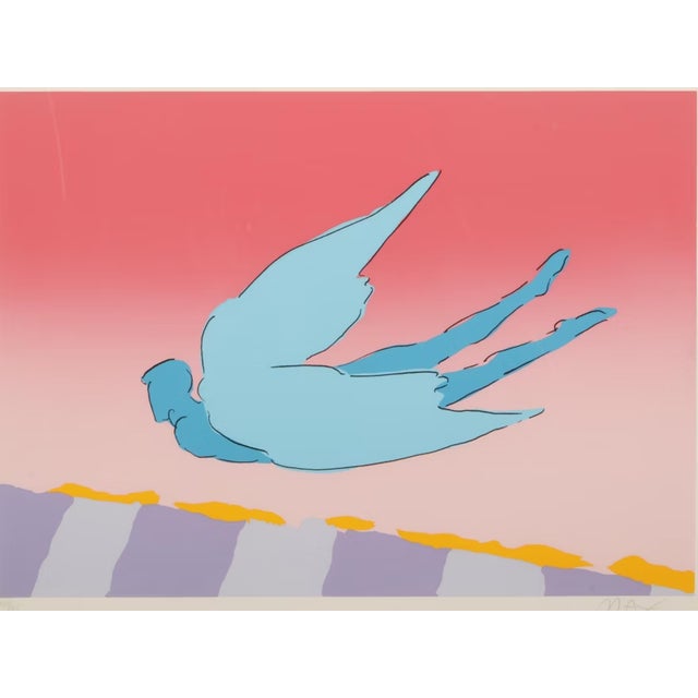 Pop Art Peter Max "Pink Sky Flyer" Signed Limited Edition Print, Framed 1980s For Sale - Image 3 of 9