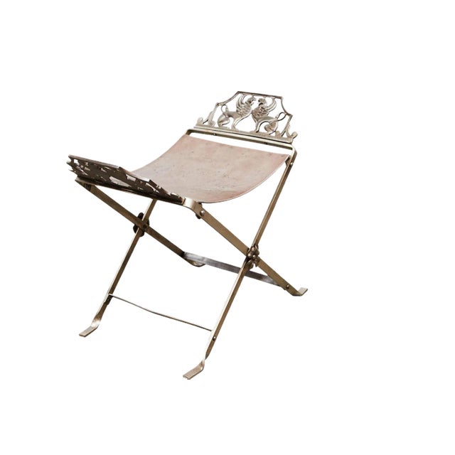 1920s Metal Stool With Griffin Detail For Sale