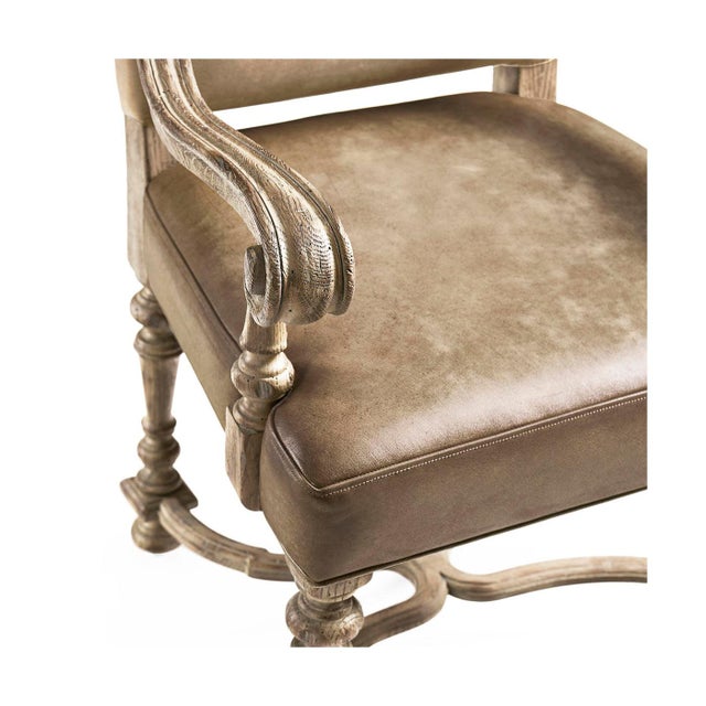 Early English Leather Upholstered Armchair For Sale - Image 9 of 9
