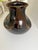 This is a vintage ceramic dark brown high gloss Art Nouveau style vase. Beautiful form. Lighter brown highlights. Double...