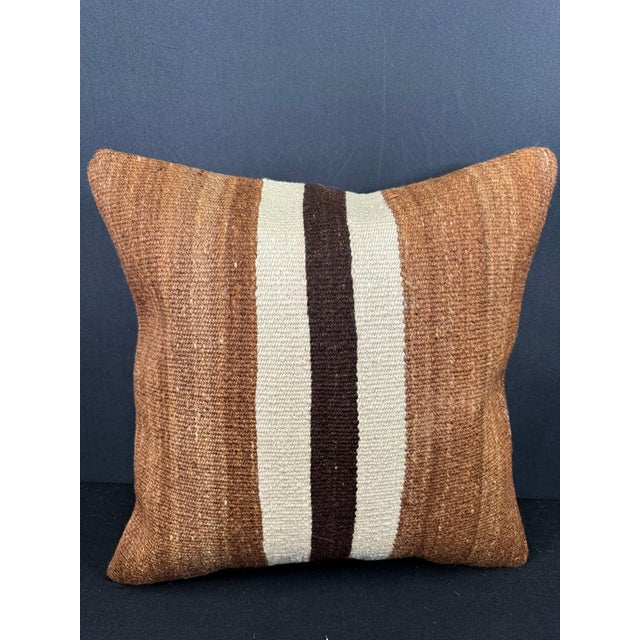 Turkish Hemp Pillow Cushion Natural Beige Brown Cushion Cover 20x20 For Sale - Image 4 of 4