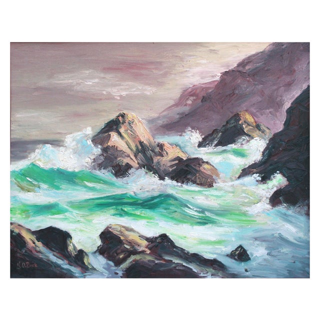 California Coastal Waves Seascape Original Oil on Canvas Classic California seascape of coastal waves crashing on the...
