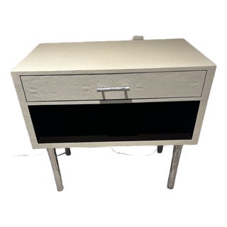 Made Goods Contemporary Cream & Black Shagreen Nightstands - A Pair For Sale