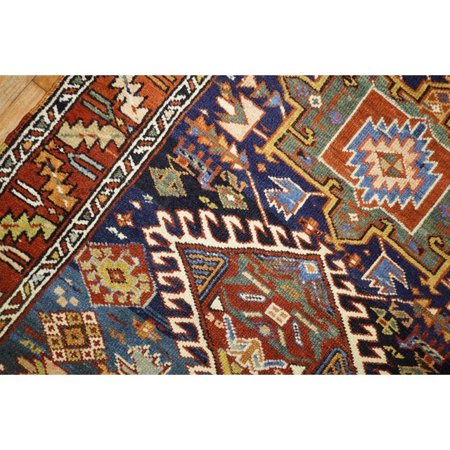 Early 20th Century Early 20th Century Zabihi Collection Navy Ground Scatter Size Persian Heriz Rug - 3'4" x 4'5" For Sale - Image 5 of 6