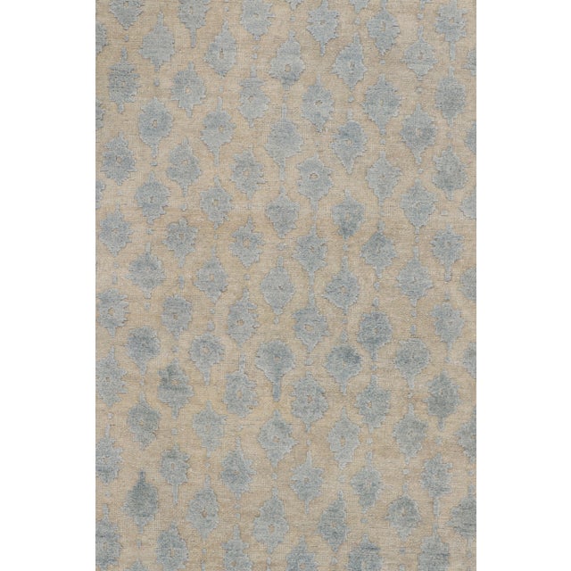 Rug & Kilim’s Modern Block Print Rug in White with Blue Floral Patterns - 12x15 For Sale In New York - Image 6 of 7