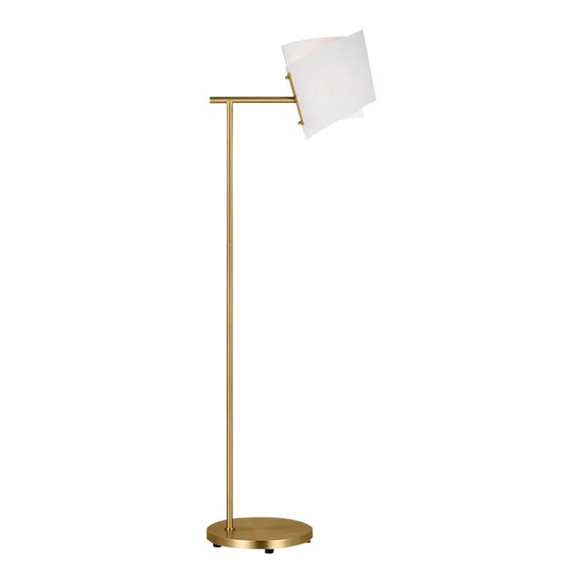 Ellen Degeneres By Visual Comfort Studio Paerero 1-Light Medium Task Floor Lamp in Burnished Brass For Sale