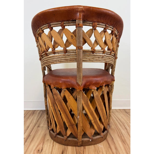 Vintage Mexican Cedar Wood and Leather Equipale Chair For Sale In Kansas City - Image 6 of 10