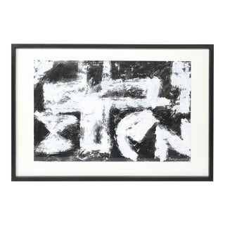 Mid-Century "Dakota Series" B&w Abstract Acrylic on Paper by Harry Bertschmann For Sale