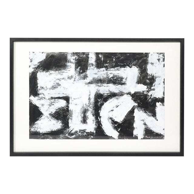 Mid-Century "Dakota Series" B&w Abstract Acrylic on Paper by Harry Bertschmann For Sale