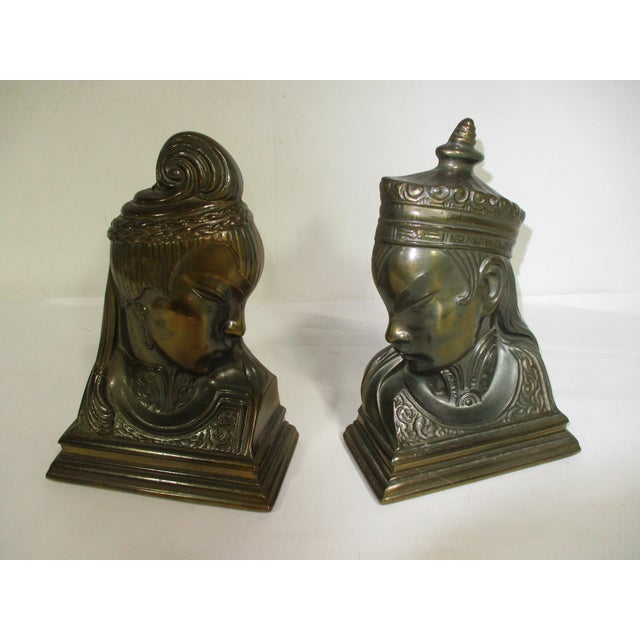 Vintage Asian Brass Bookends - Pair For Sale - Image 4 of 12
