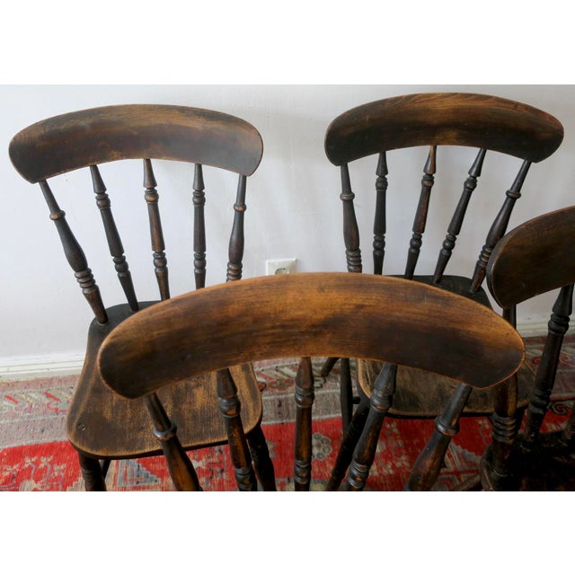 Rustic Antique 19th Century Oak Farmhouse Dining Chairs, Set of 4 For Sale - Image 3 of 14