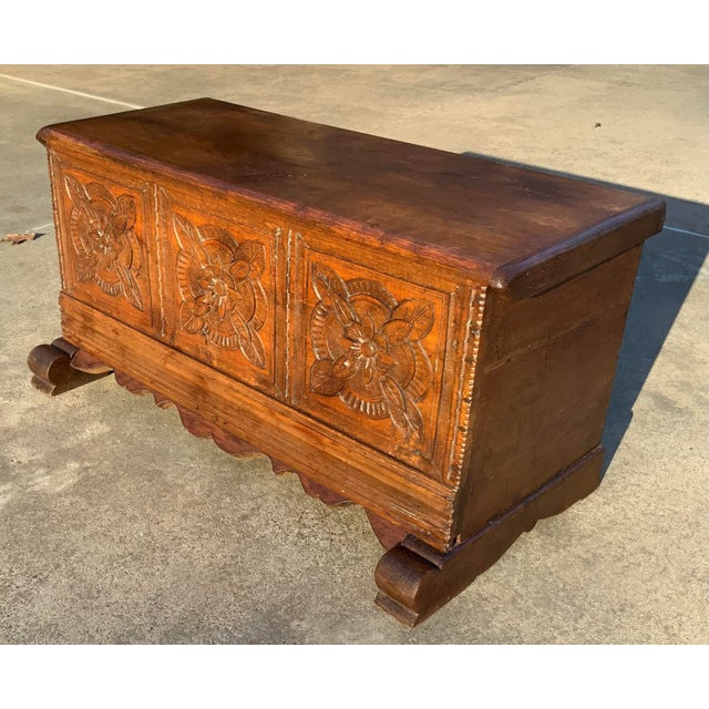 Late 19th Century Antique European Carved Front Blanket Chest For Sale - Image 5 of 12