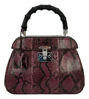 Gucci Purple Python Lady Lock Bag with Bamboo Handle