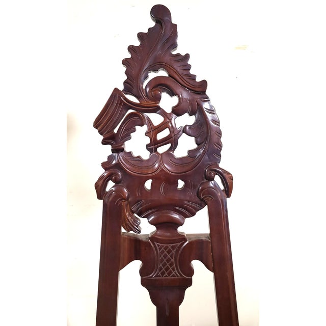 Brown Vintage American 20th C Carved Mahogany Baroque Revival Easel Floor Display Stand For Sale - Image 8 of 15
