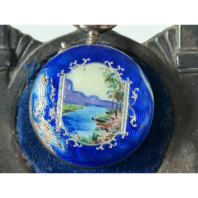 Antique French Monachina Fob Watch in Enameled Silver, 1890s For Sale - Image 6 of 7