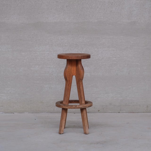 A run of five bar stools. Solid oak. Belgium, c1970s. Good vintage condition. Scuffs and marks commensurate with age. We...