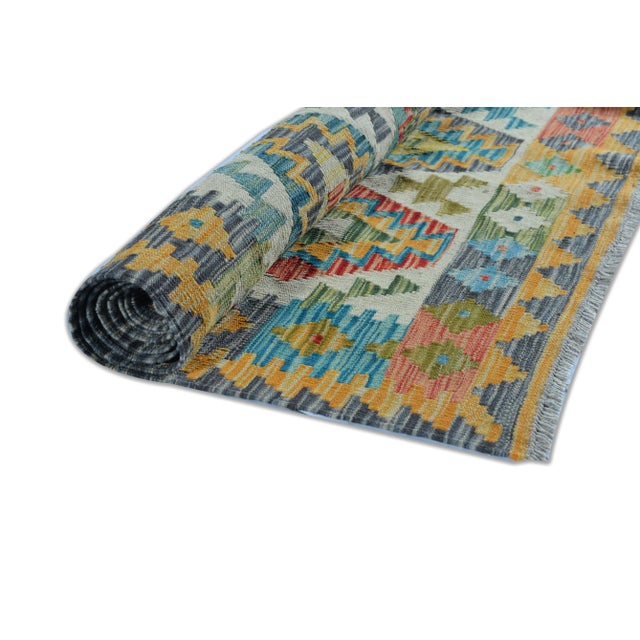 Modern Moroccan Style Hand Woven Colorful Kilim 6'6"x9'8" For Sale - Image 4 of 6