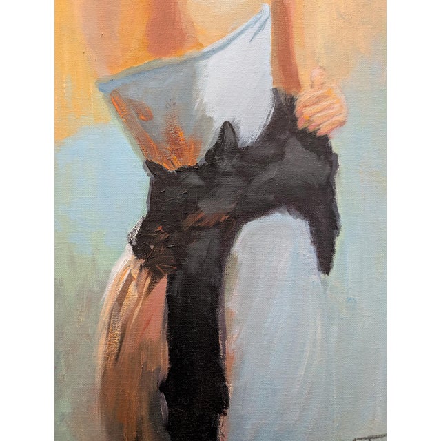 Contemporary Black Hat Oil Painting 12x24" For Sale - Image 3 of 5