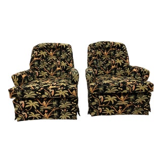 1990s Vintage Chinoiserie Swivel Rocking Chairs - a Pair For Sale