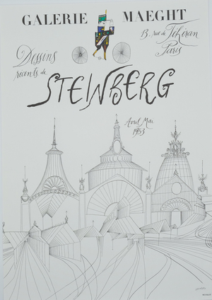 Saul Steinberg, Gare de Milan, Lithograph