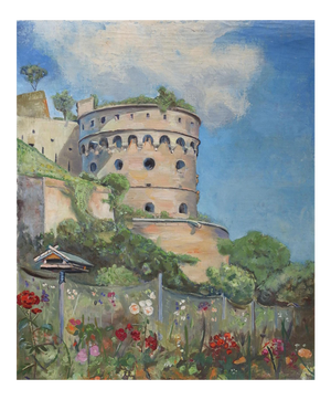 Mid 20th Century Painting Maschikuli Tower Wurzburg Germany