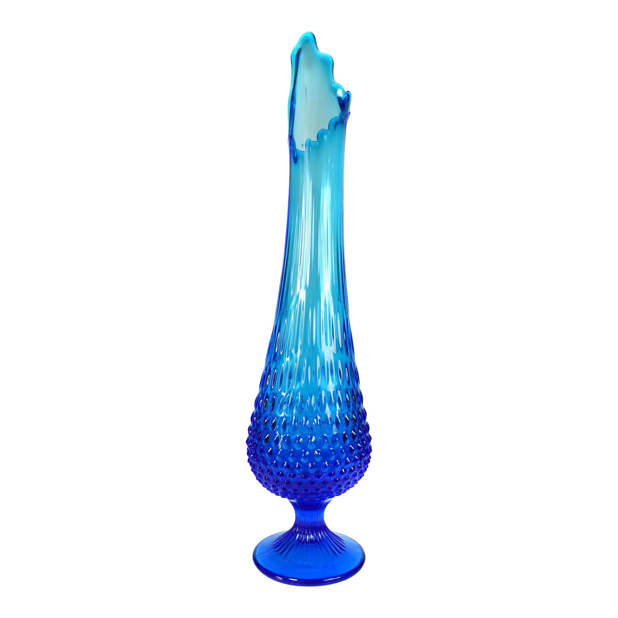'50~'60 フェントン Fenton Blue Hobnail 美品 VINTAGE FENTON GLASS BLUE HOBNAIL OPALESCENT RUFFLED EDGED