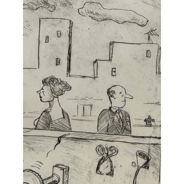 Late 20th Century "People in the Street" Satirical Drawing by John Marx For Sale - Image 5 of 6