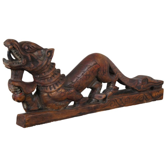 Chinese Antique Chinese Rosewood Carved Dragon Serpent Sculpture For Sale - Image 3 of 13