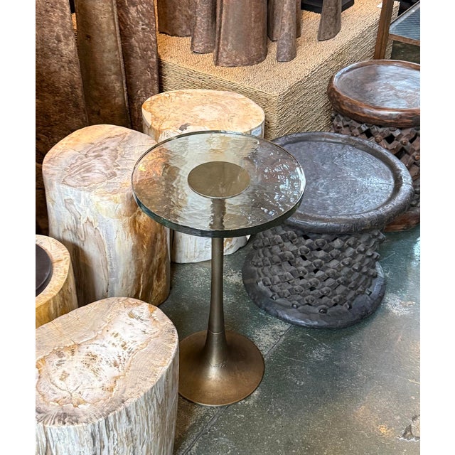 Mid C Bronze Thick Glass Side Table For Sale In Los Angeles - Image 6 of 7