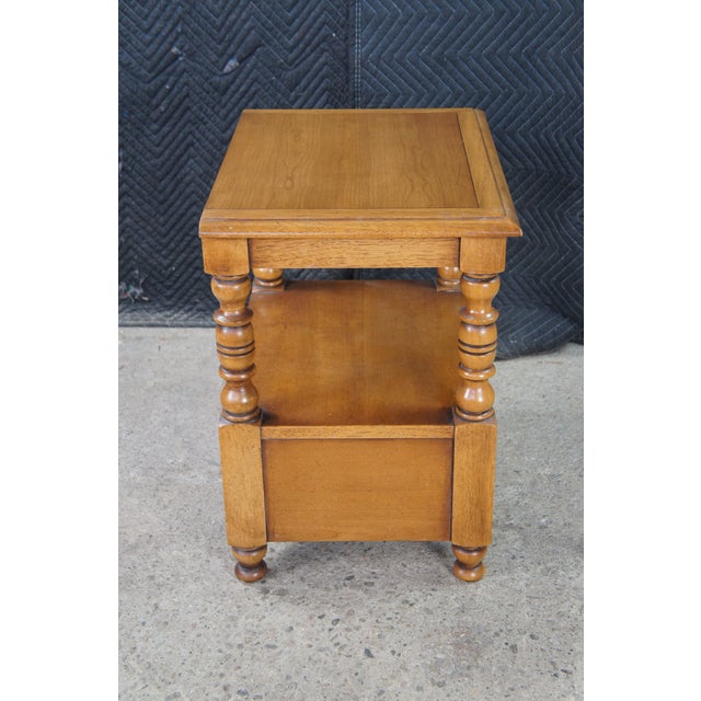 Vintage Drexel American Treasury Country Pine 2 Tier Nightstands Side Tables Pair For Sale - Image 10 of 12