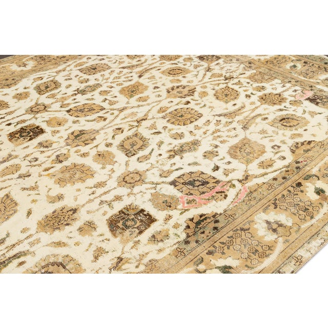 Textile Early 20th Century Vintage Persian Tabriz Wool Rug For Sale - Image 7 of 10