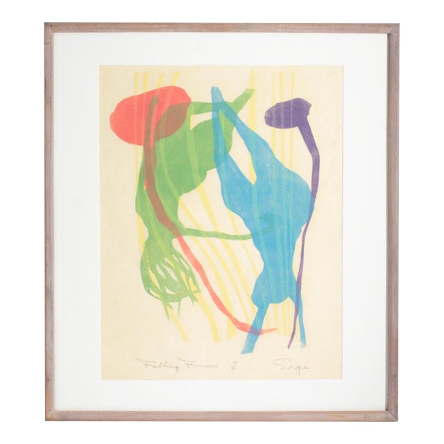 “Falling Forms” Abstract Relief Print by Walter Sorge For Sale