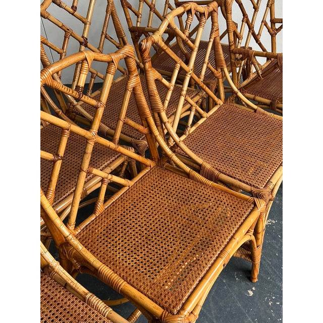 Vintage Dal Vera Chinese Chippendale Bamboo and Cane Dining Chairs - Set of 10 For Sale - Image 10 of 15