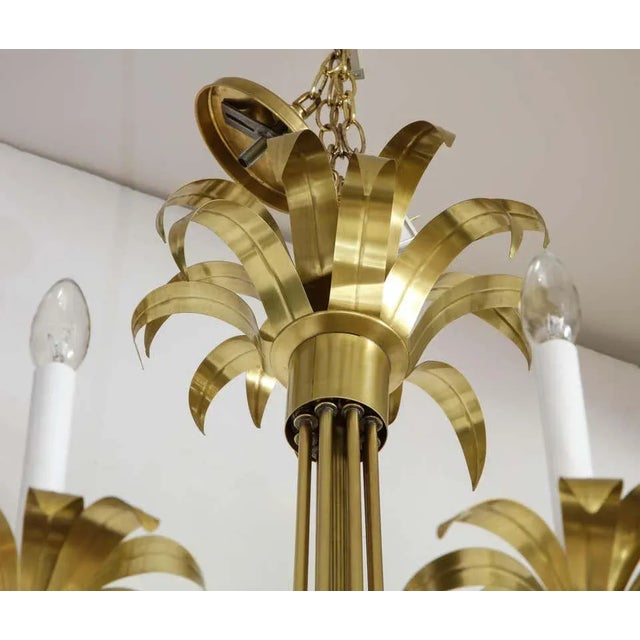 1950s Eight-Arm Italian Solid Brass Flower Chandelier For Sale - Image 10 of 13