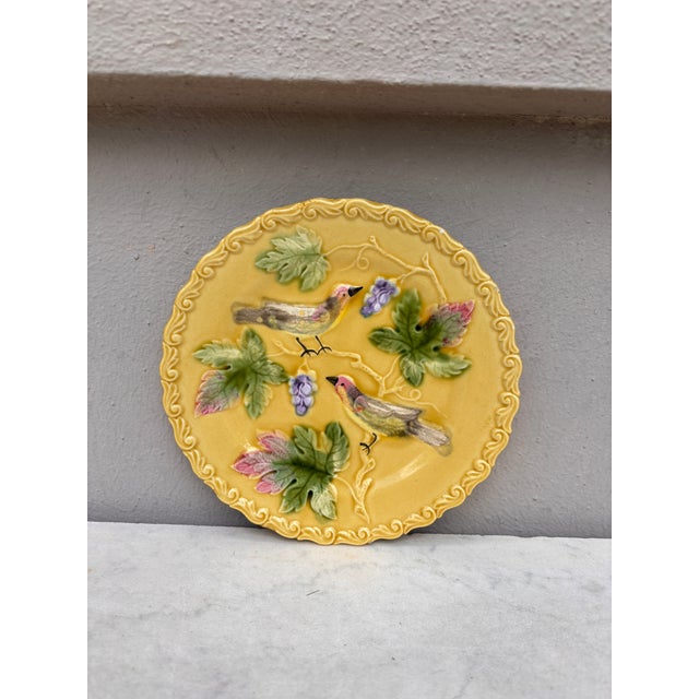 Rustic German Majolica Birds & Grapes Plate, Circa 1900 For Sale - Image 3 of 5