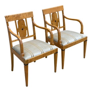 Pair of Antique Austrian Biedermeier Style Arm Chairs For Sale