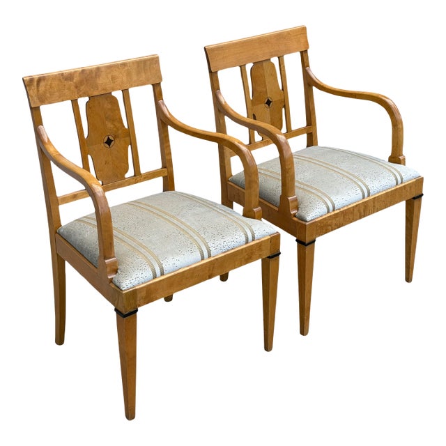 Pair of Antique Austrian Biedermeier Style Arm Chairs For Sale