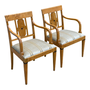 Pair of Antique Austrian Biedermeier Style Arm Chairs