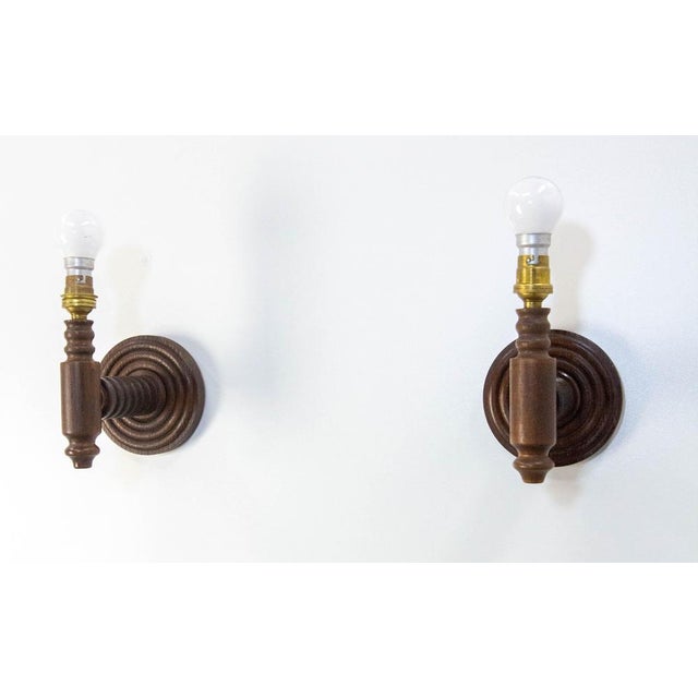 Wood Sconces in Beech from Dudouyt, 1940, Set of 2 For Sale - Image 7 of 12