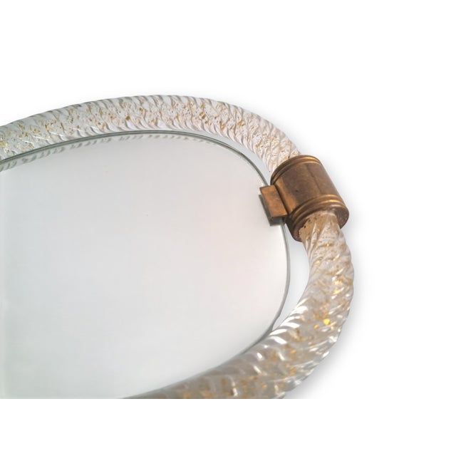 Hollywood Regency Torchon Murano Glass Hand Mirror from Barovier & Toso Production, 1950s For Sale - Image 3 of 14