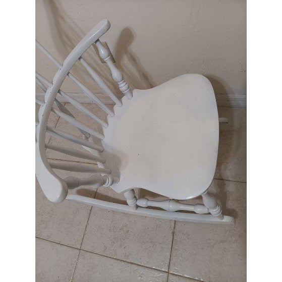 Farmhouse Vintage Maple Comb Back Rocking Chair White For Sale - Image 3 of 6