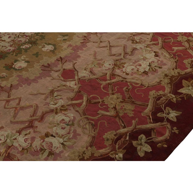Rug & Kilim Late 18th Century Antique Aubusson Flatweave Rug in Red With Floral Patterns For Sale - Image 4 of 7