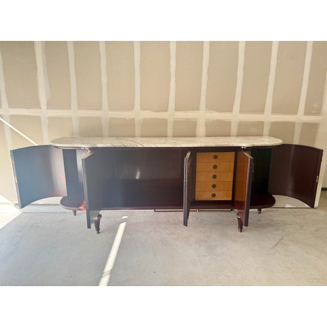 Late 20th Century Monumental Neoclassical Mahogany & Marble Sideboard / Credenza – 102” For Sale - Image 10 of 12