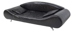 Vintage Modern Black Semi-Leather Sofa, 1990s