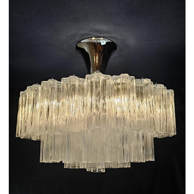 Vintage Murano Glass Ceiling Light in the style of Barovier, Italy, 1980s For Sale - Image 3 of 12