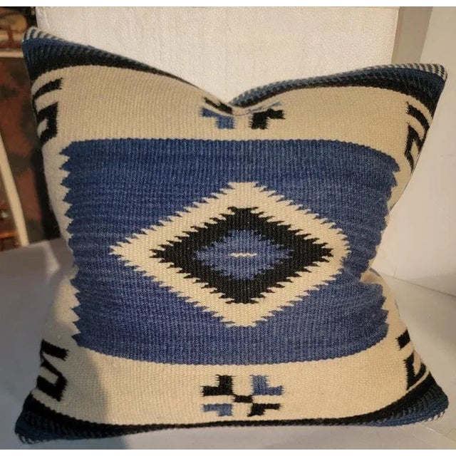 This early and most unusual hand woven Tex Coco Mexican / American weaving pillow.The backing is in a cotton linen. The...