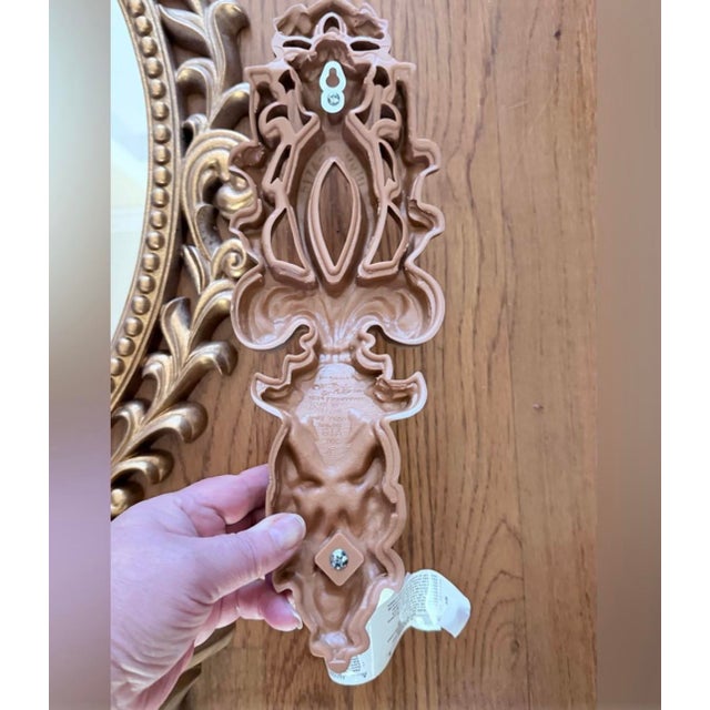 Glass Vintage Ornate Gold Wall Mirror Set With Shelf and Candleholders For Sale - Image 7 of 11
