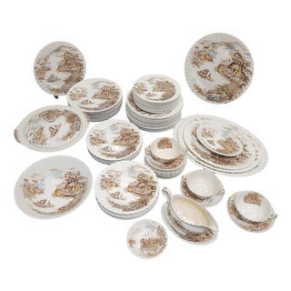 Dinnerware Set from Johnson Bros Porcelain, 1940s, Set of 81 For Sale