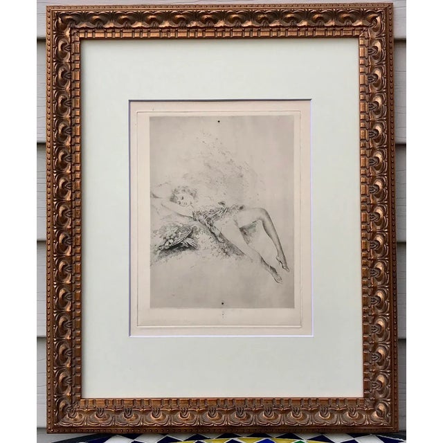 Black Vintage French Exotic Female Nude Art Deco Etching by Edouard Chimot C.1920 For Sale - Image 8 of 8