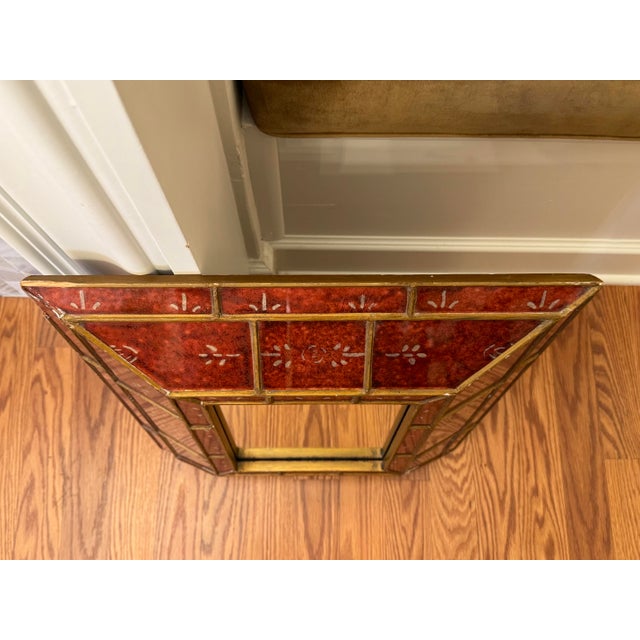 Vintage Spanish Revival Old World Oxblood Red & Gold Wall Mirror For Sale - Image 14 of 15